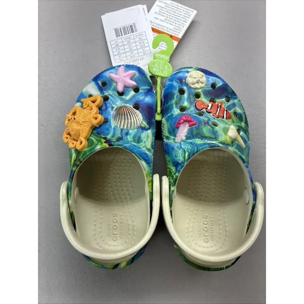New Kids Crocs Clog Ocean Fish Nemo Octopus Beach Shells Shoe Size C9 211266-2Y2